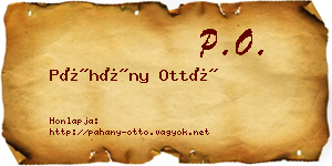 Páhány Ottó névjegykártya