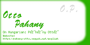 otto pahany business card